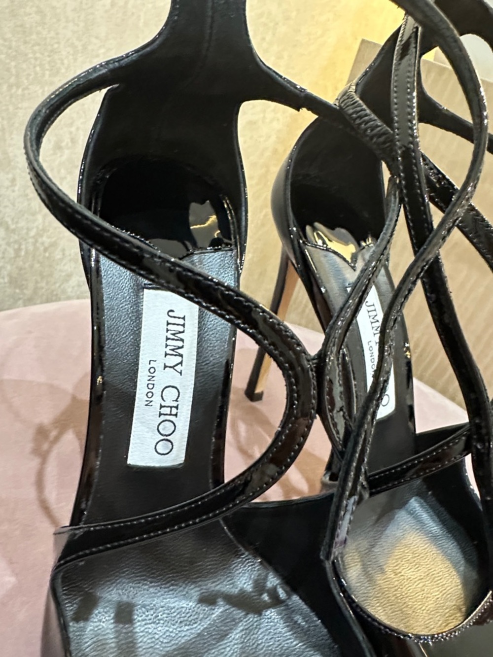 Jimmy Choo Black Patent Strappy Stiletto Sandals - Azia - 38.5 - Picture 4 of 9